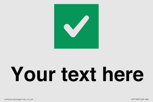 Custom plain background, green square with tick sign